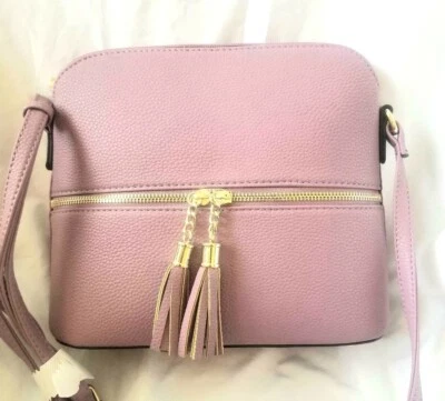 Bolso Bandolera Moda Borla Cremallera Cúpula Cartera Lila Foto 1 de 4