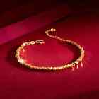 Real 14K Yellow Gold Plated Silver Bracelet Women Adjustable Trendy Laser Beads