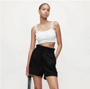 All Saints Lily Paperbag Linen Shorts Size 4 High Rise Black - Picture 1 of 8