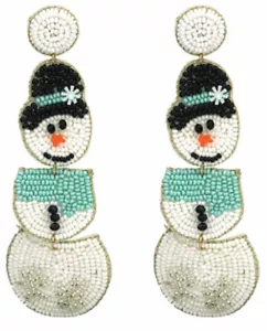 WEIHNACHTEN ELEGANT FROSTY DER SCHNEEMANN DREIFACH GESTAPELT SAMEN BEED OHRHÄNGER - Bild 1 von 1