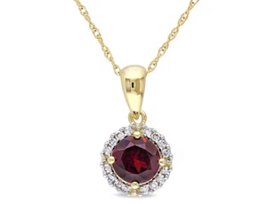 Collar de granate de 1,00 quilates (ctw) oro amarillo 10 K con diamantes - Imagen 1 de 5