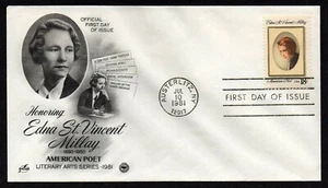 USA, SCOTT # 1926, ARTCRAFT PCS FDC COVER - POET EDNA ST. VINCENT MILLAY 1981 - Picture 1 of 1
