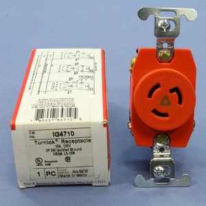 P&S IG4710 Orange 15A Isolated Ground Twist Turn Locking Receptacle L5-15R 125V - Picture 1 of 6