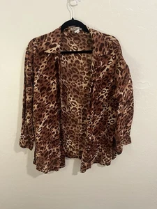 Sun Streak Cover Up Woman Sz S Leopard Print Resort Beach Lightweight Cover Up - Picture 1 of 10