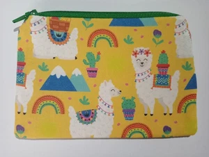 Handmade Lined Fabric Coin Purse : Llama Design - Picture 1 of 3