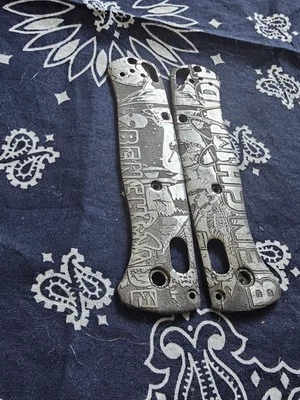 Benchmade Bugout 535 Deep Laser Engraved Flytanium Titanium Scales - Image 1 of 4