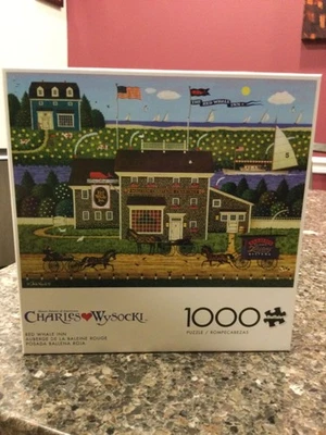 Charles WYSOCKI 1000 puzzle RED WHALE INN  horse and buggie SAILBOAT - Image 1 of 3