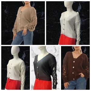 Brandneu mit Etikett Kingstar Strickjacke mit geflochtenen Ärmeln und Knöpfen - Bild 1 von 6