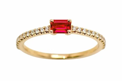 Tiffany Co Novo Horizon Ring Ruby Diamond 18K Rose Gold Size(US) 4.5-4.75 #00575 - Image 1 of 4