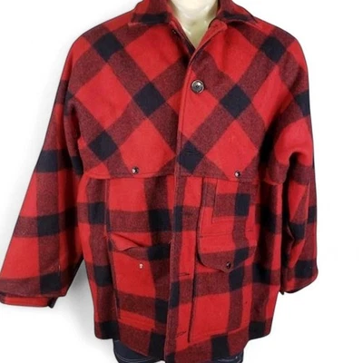 Vintage 50s Filson Union Made Buffalo Plaid Mackinaw Wool Coat Jacket XL - Image 1 of 4