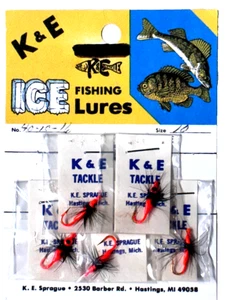 K & E Tackle Größe 10 fluoreszierend orange schwarz Fliegen Eisfischen Jig 5 Stück Set - Bild 1 von 10