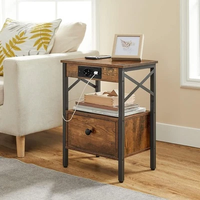 HOOBRO Nachttisch Beistelltisch mit Klappschublade Nachtschrank Nachtkommode - Bild 1 von 4