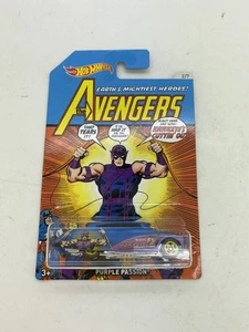 1:64 HOT WHEELS MARVEL THE AVENGERS HAWKEYE PURPLE PASSION 2/7 2017 - Picture 1 of 2