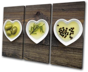 Olive Meditteranean Oil Food Kitchen TREBLE CANVAS WALL ART Picture Print - Picture 1 of 1