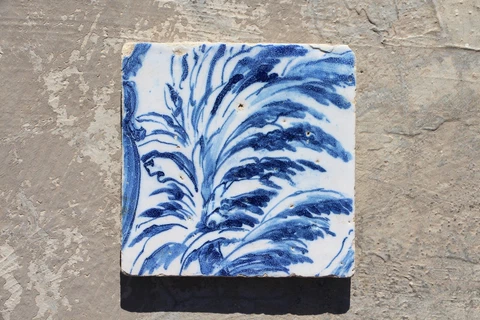 18th Century Baroque Tree Portuguese Earthenware Tile, Antique Cover