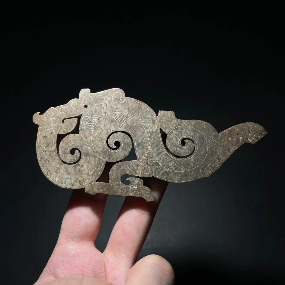 Raro dragón de jade chino dragón en espiral dinastía Han 206 a.C.-220 d.C. Foto 1 de 4