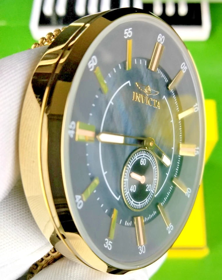 Invicta Vintage Gold Men Watch 39078 Mother Of Pearl Dial Gold SS Mesh Bracelet