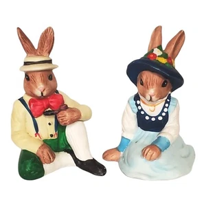 Pareja de conejo de cerámica vintage importadores del medio oeste cañón cataratas 1985 Taiwán - Imagen 1 de 7