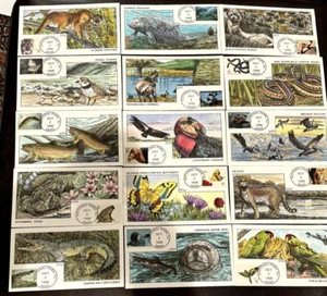 #3105 Endangered Species Collins Hand-painted Complete set of 15 FDC's Perfect! - Picture 1 of 17