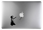 Autocollant autocollant Bansky Girl art noir pour Apple Macbook 13, 15, 17 pouces Air 11 13