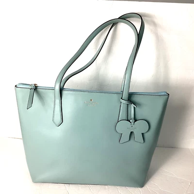 NEW KATE SPADE CASSY FROSTED SPEARMINT LARGE  SMOOTH LEATHER TOTE SHOULDER BAG - Image 1 of 4