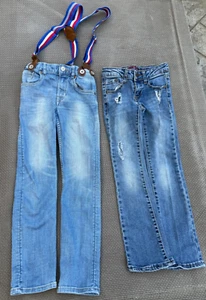 LOT OF 2 GIRLS Slim Fit DENIM Pants H & M, ARIZONA size 6-7 - Picture 1 of 8