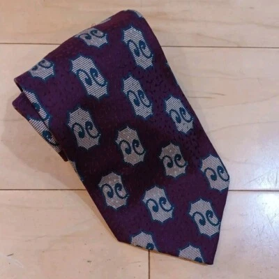Corbata de seda GIORGIO ARMANI diseñador geométrico borgoña 60"x4" Foto 1 de 4