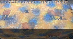 African Big 5 Animal Tablecloth Wildlife Safari Patterned Border Approx 74”x 58” - Picture 1 of 5