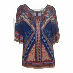 Flying Tomato Womens Tunic Top Dress 3/4 Sleeve Boho Rayon Hippie Flowy Small - Picture 1 of 13
