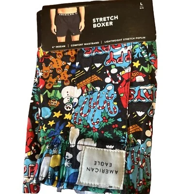 PARA HOMBRES AMERICAN EAGLE DISEÑO NAVIDAD CALZONCILLOS BOXER NEGROS TALLA L (35/38) Foto 1 de 4