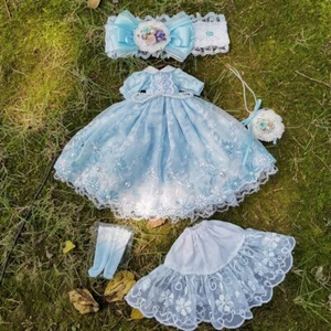  Blue lace dress+headwear+underskirt+necklace set for 12" Blythe Doll Outfit - Picture 1 of 4