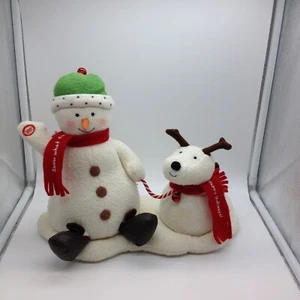 2004 Hallmark Jingle Pals Schnee was für ein Spaß animierter singender Schneemann & Hund wedeln - Bild 1 von 8
