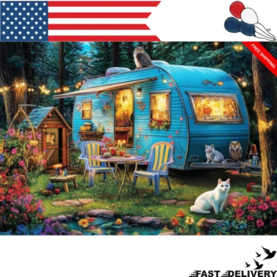 300 Pieces Puzzles for Adults | Camper Cat Jigsaw Puzzles | Large 300 Piece Puzz - Image 1 of 4