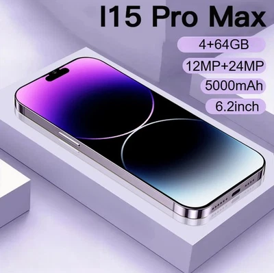 i15 Pro Max Android Smartphone Unlocked 6.2'' 4+64GB 5000mAh 12+24MP Dual SIM - Image 1 of 4