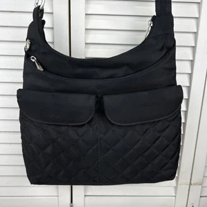 Travelon Bag Womens Black Quilted Outer Pocket Organizer Adjustable Crossbody - Picture 1 of 18