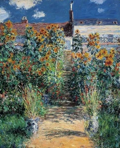 The Garden at Vetheuil Landscape,Claude Monet Hand painted Oil Painting Repro AR - Picture 1 of 9