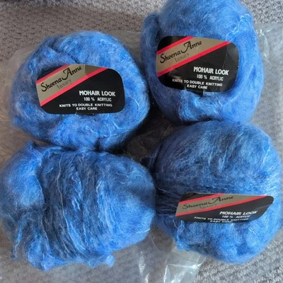 Sheena Anne Luxury Mohair Look 4 x 50g Balls Yarn Blue/White NEW - Image 1 of 4