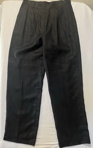 Lauren Ralph Lauren Black Linen Pleated Dress Pants Women’s Size 12  Classic - Picture 1 of 9