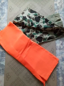 Cotton Fabric Camo And Neon Orange, Approx 3 Yards Ea. - Picture 1 of 1