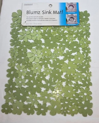 InterDesign Blumz Floral Green Flexible Plastic Sink Protector Mat 12.5inx16in - Image 1 of 2