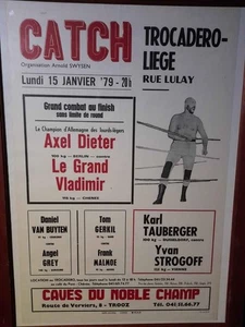 Ancienne Affiche De Catch Liege Vintage Dieter, Le grand Vladimir, Van Buyten - Photo 1/1