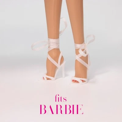 Barbie High Heel Strappy Ribbon Lace Up Sandals MTM Silkstone Model Muse Vintage - Image 1 of 4