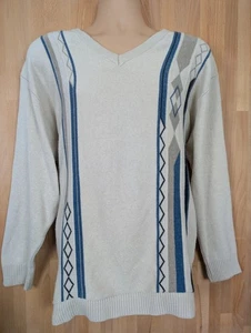 Vintage Bentley cream knitted cotton blend v-neck jumper. Mens XXL. DN2225 - Picture 1 of 7