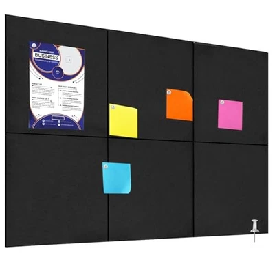 Bulletin Board, 6 Pcs Large Cork Board for Wall 36" x 24", Felt 35"x23" Black - Image 1 of 4