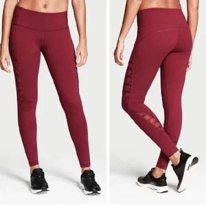 Victoria's Secret Burgundy Sport Knockout Crisscross Cutout Leggings Size Small - Picture 1 of 9
