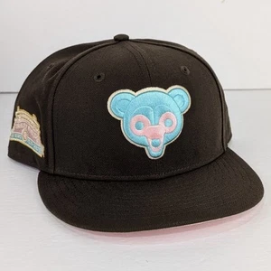 Chicago Cubs SPUMONI New Era 59Fifty Fitted Hat Club Exclusive 8 Brown Blue Pink - Picture 1 of 11