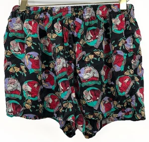 Vintage Weihnachten 100% Seide Boxershorts Gr. Large 90er Santa rot grün Gummibund - Bild 1 von 4