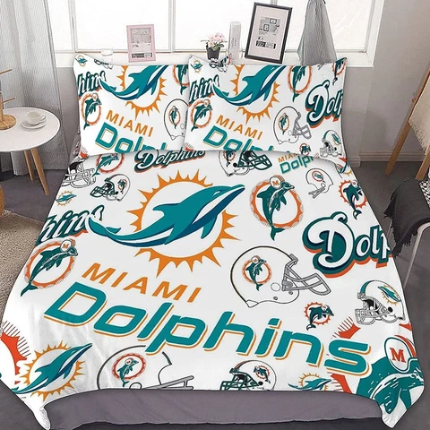 Miami Dolphins Bedding Set 3PCS Duvet/Comforter/Quilt Cover with 2 Pillowcases Cover