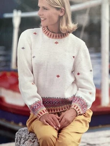 Ladies Vintage Sirdar Lovely Dk Fair Isle Sweater Knitting Pattern. Used - Picture 1 of 2