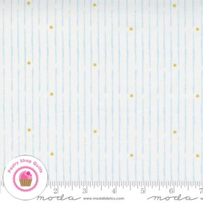 Moda LITTLE DUCKLINGS 25108 21 Blue Stripes Stars PAPER CLOTH Quilt Fabric BABY - Image 1 of 4